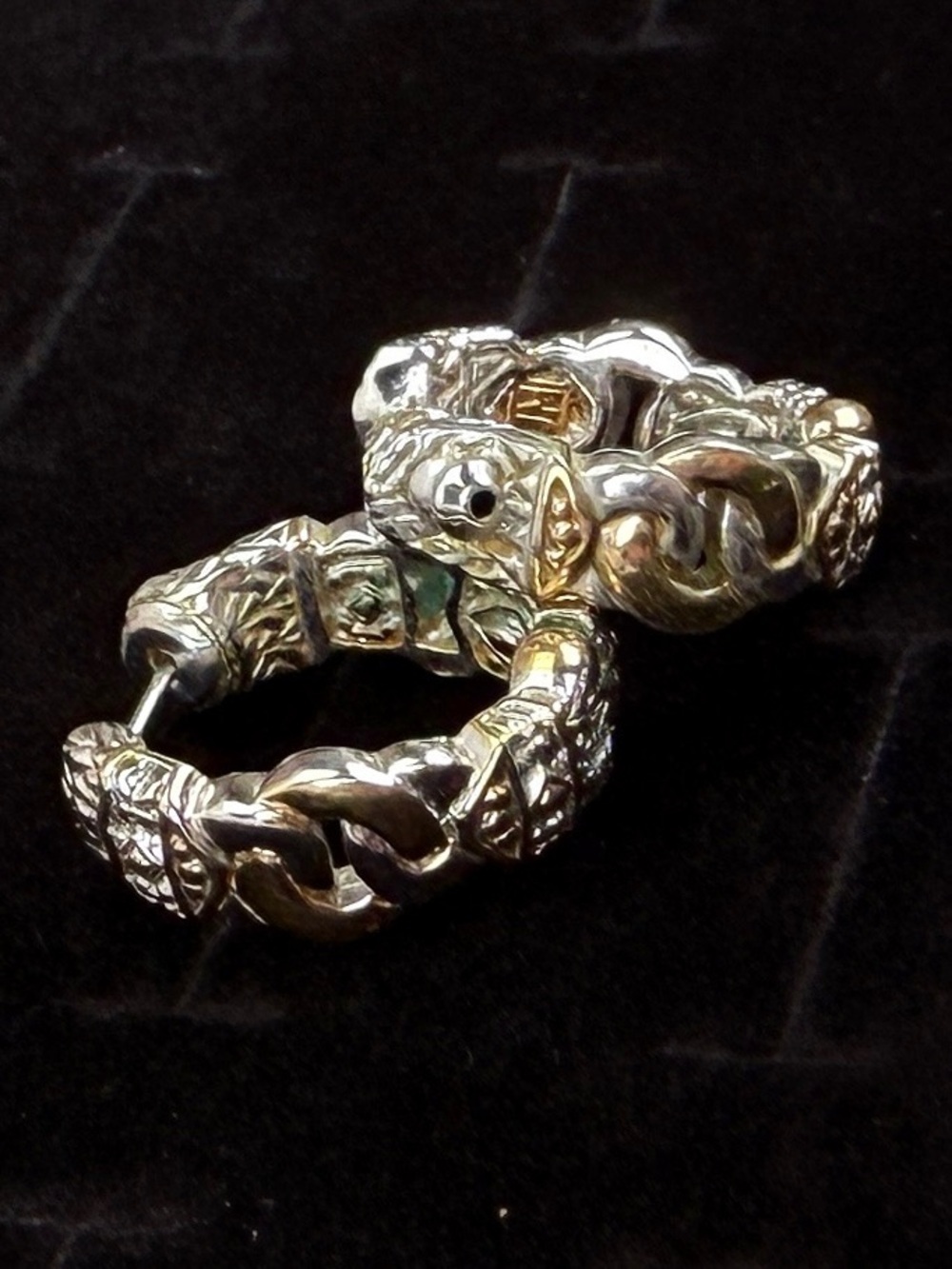 Vintage Silvertone and goldtone, etched vintage costume pierced earrings